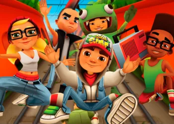 Subway Surfers Unblocked Alt Text: Dash through unblocked subway tracks! Evade obstacles, collect coins, and enjoy endless running fun in Subway Surfers Unblocked.